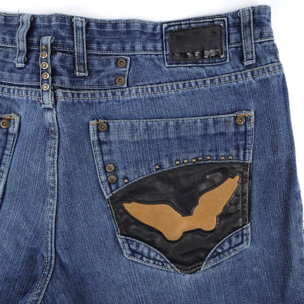 Robin's Jean Wing Patch Studded Straight Jeans Blue Mens 40x33